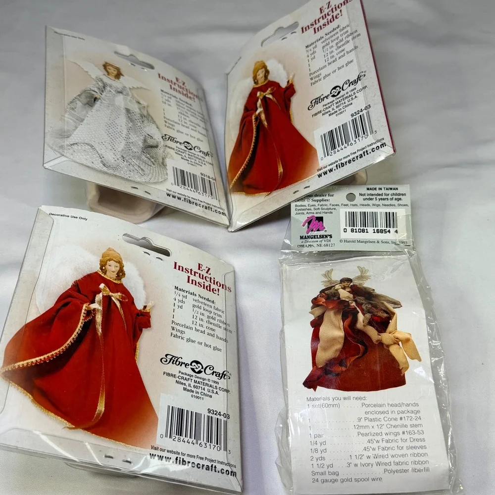 Vintage Fibre-Craft Heavenly Porcelain‎ Angel Tree Topper Head Hands Kit Lot 4